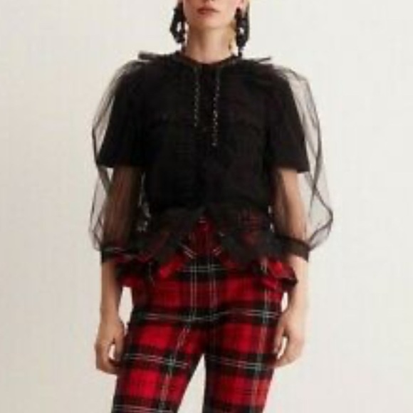 Simone Rocha x H&M Puff Sleeved Black Tulle Blouse - Picture 14 of 16